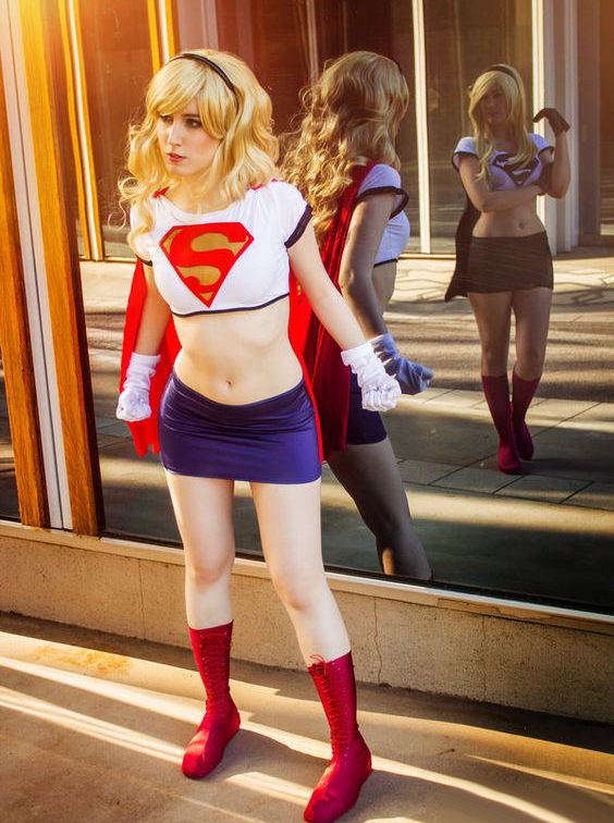 Supergirl Cosplay Superhero Costume Halloween White